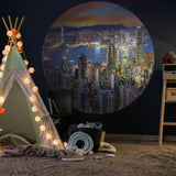 Wallart behangcirkel skyline by night 190 cm