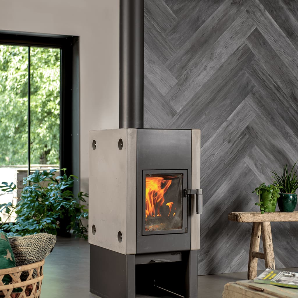 Wallart planken hout-look schuurhout eiken asgrijs