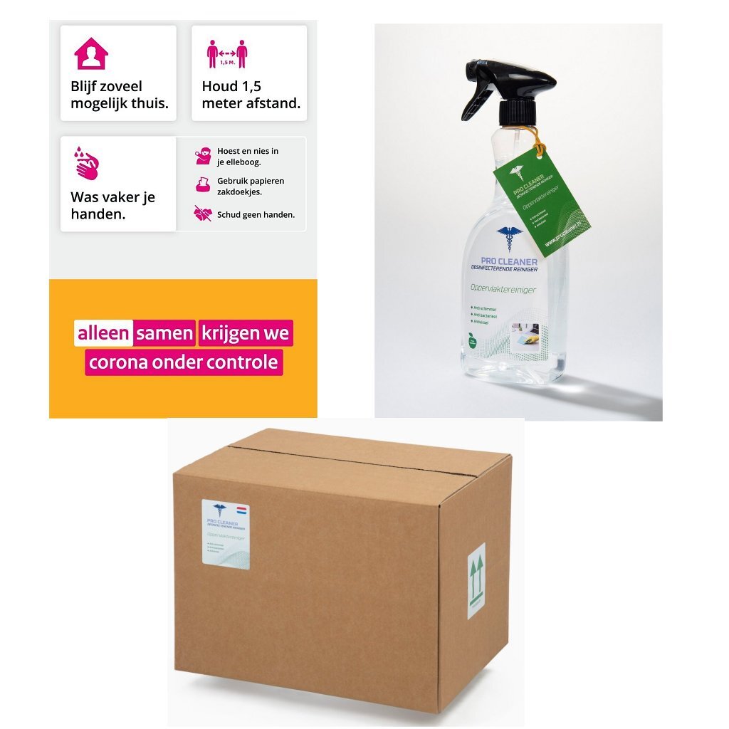 Pro cleaner desinfecterende oppervlaktereiniger 750 ml doos 10 stuks