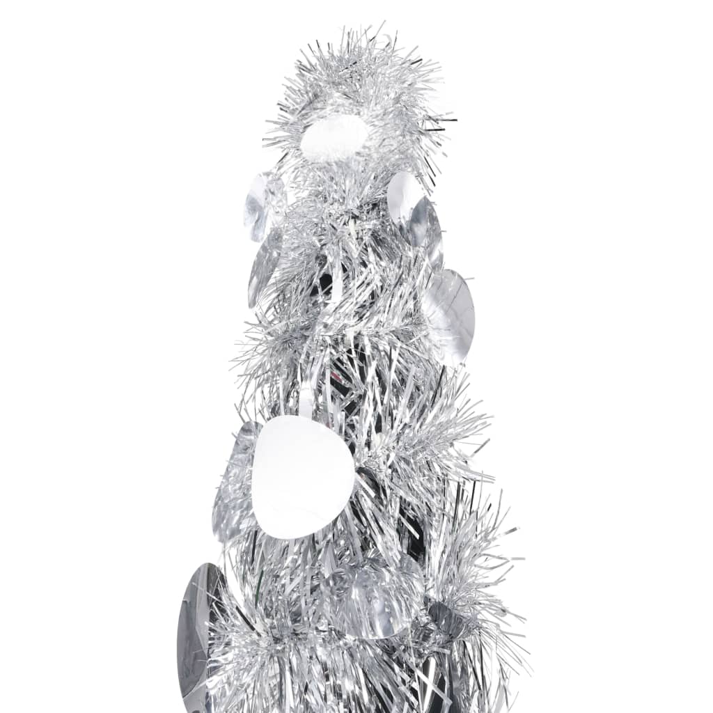 Vidaxl kunstkerstboom pop-up 150 cm pet zilverkleurig