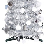 Vidaxl kunstkerstboom pop-up 180 cm pet zilverkleurig