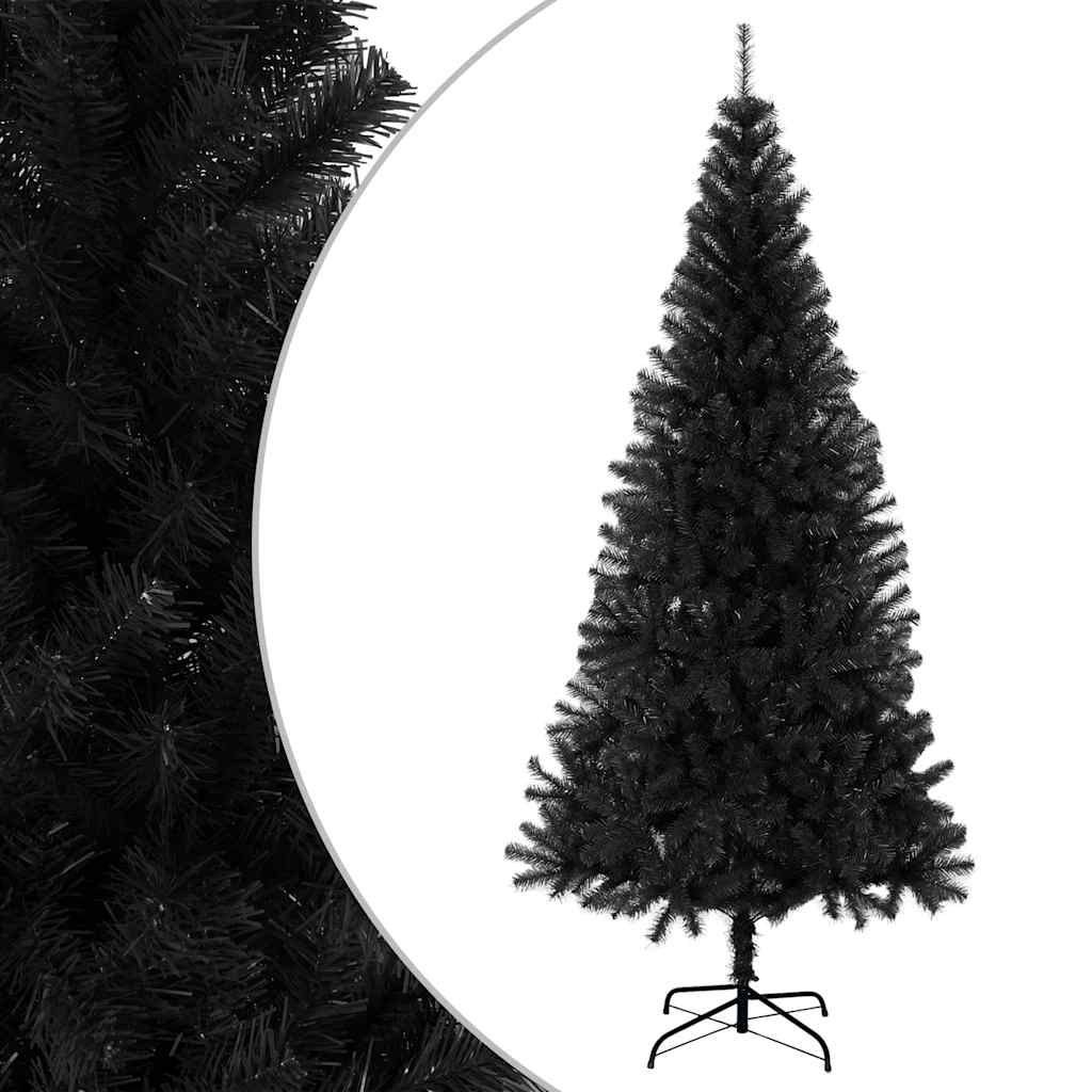 Vidaxl kunstkerstboom met standaard 210 cm pvc zwart