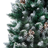 Vidaxl kunstkerstboom met dennenappels en witte sneeuw 150 cm