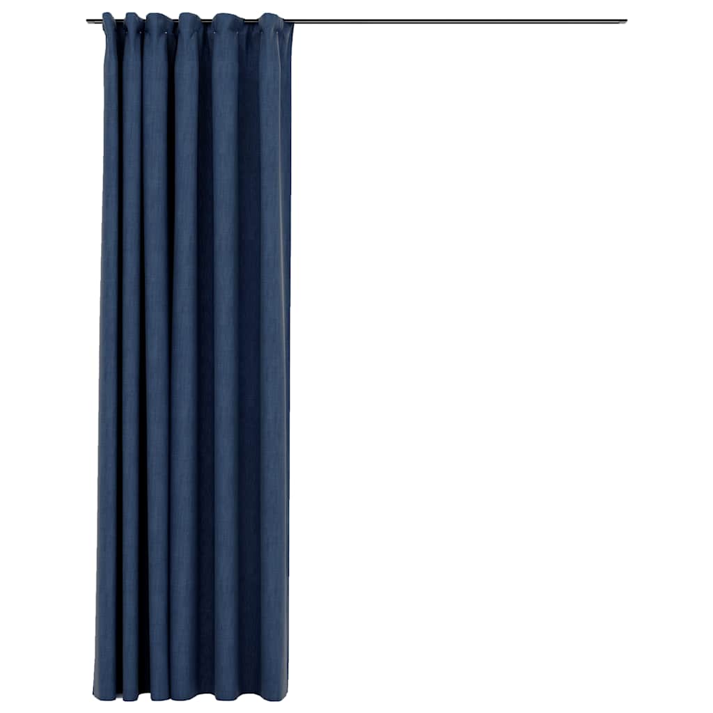 Vidaxl gordijn linnen-look verduisterend met haken 290x245 cm blauw