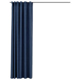Vidaxl gordijn linnen-look verduisterend met haken 290x245 cm blauw