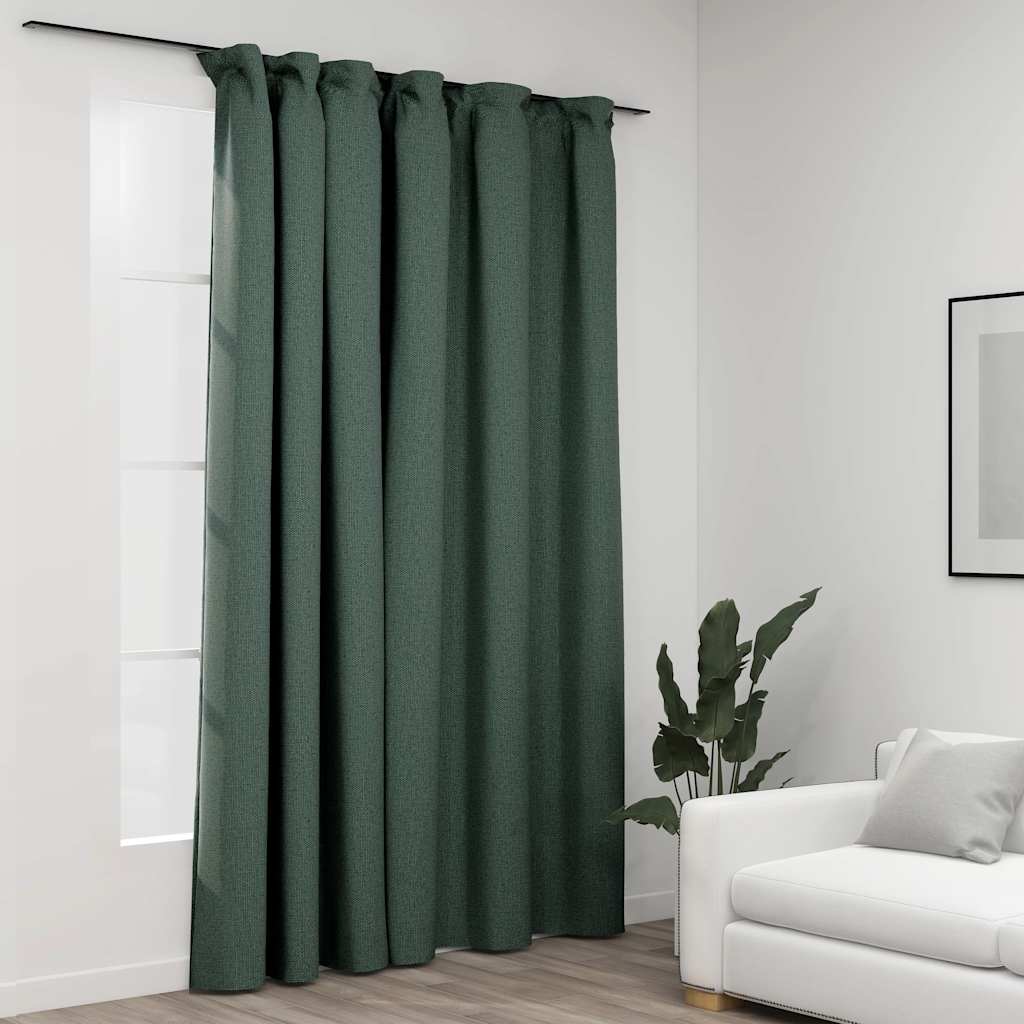 Vidaxl gordijn linnen-look verduisterend met haken 290x245 cm groen