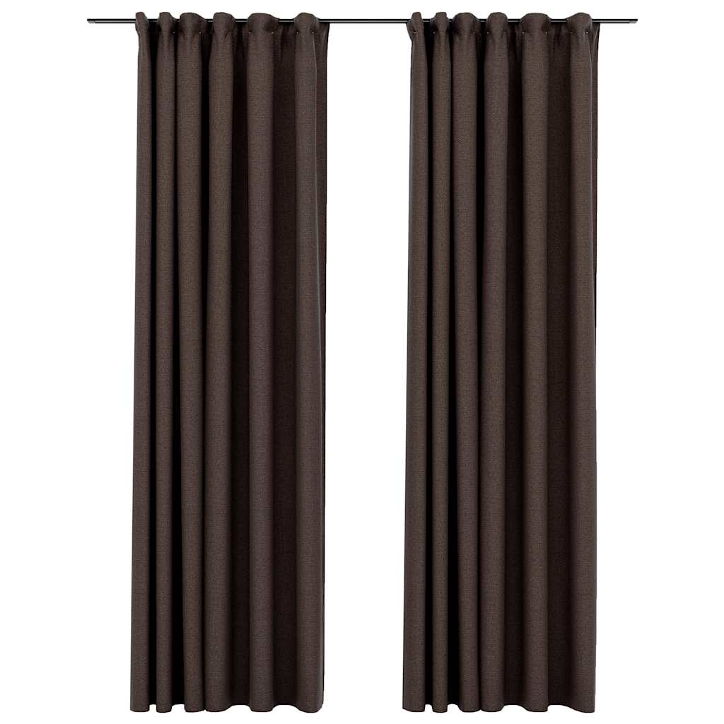 Vidaxl gordijnen linnen-look verduisterend haken 2 st 140x225 cm taupe