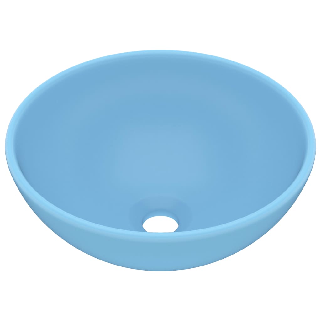 Vidaxl wastafel rond 32,5x14 cm keramiek mat lichtblauw