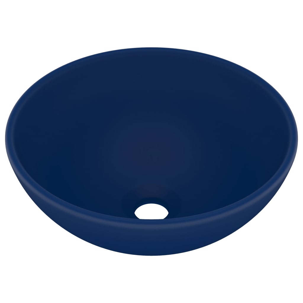 Vidaxl wastafel rond 32,5x14 cm keramiek mat donkerblauw