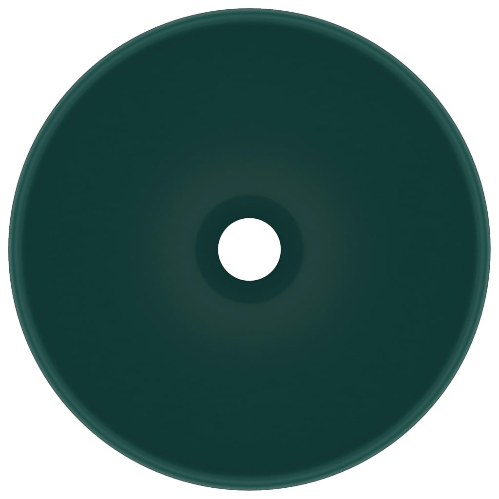 Vidaxl wastafel rond 32,5x14 cm keramiek mat donkergroen