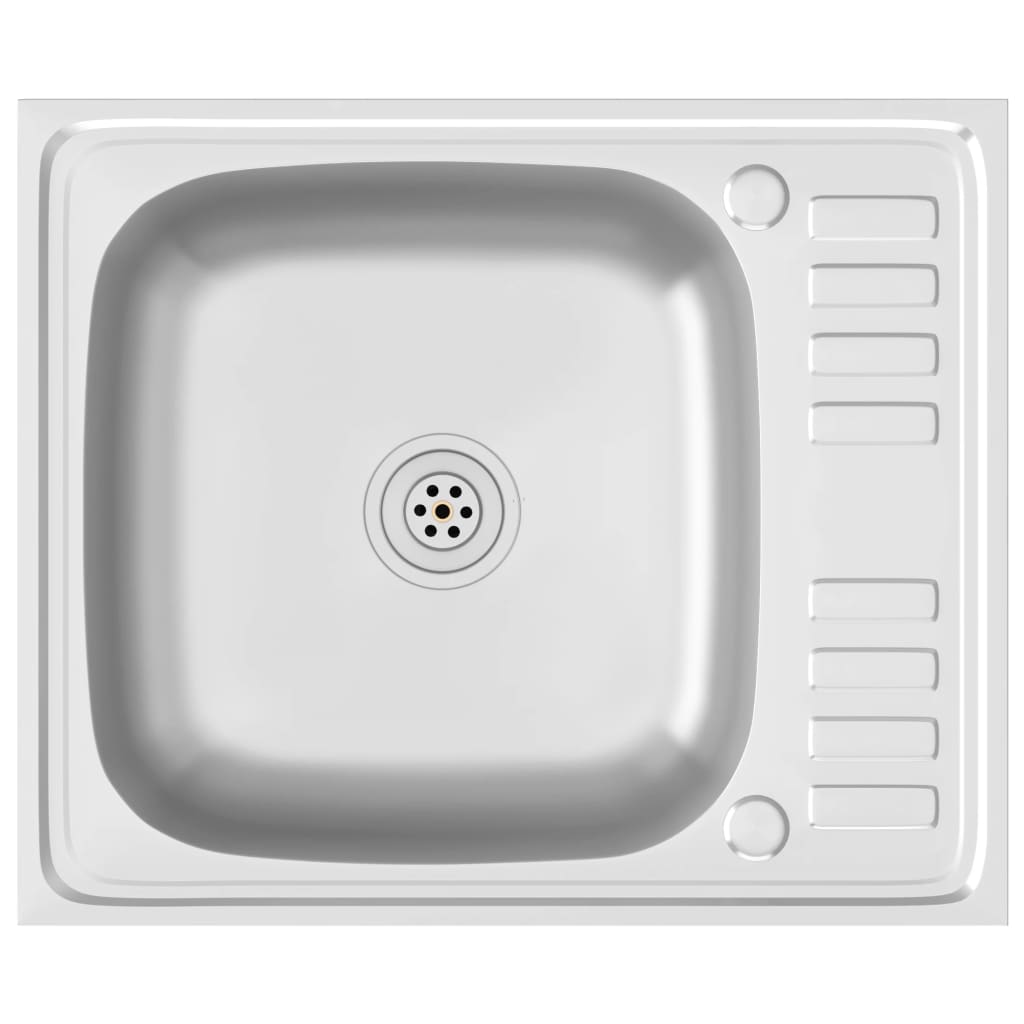 VidaXL Gootsteen met afvoerset 500x600x155 mm roestvrij staal zilver