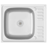 VidaXL Gootsteen met afvoerset 500x600x155 mm roestvrij staal zilver