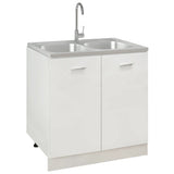 VidaXL Gootsteen met dubbele bak 800x600x155 mm roestvrij staal zilver