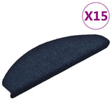 Vidaxl trapmatten zelfklevend 15 stuks 65x21x4 cm marineblauw halfrond groot