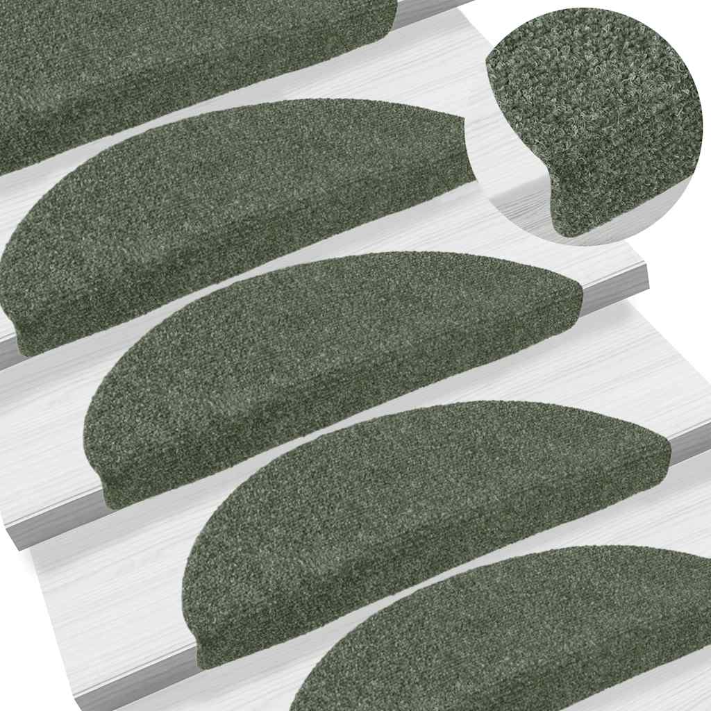 Vidaxl trapmatten zelfklevend 15 stuks 56x17x3 cm groen halfrond