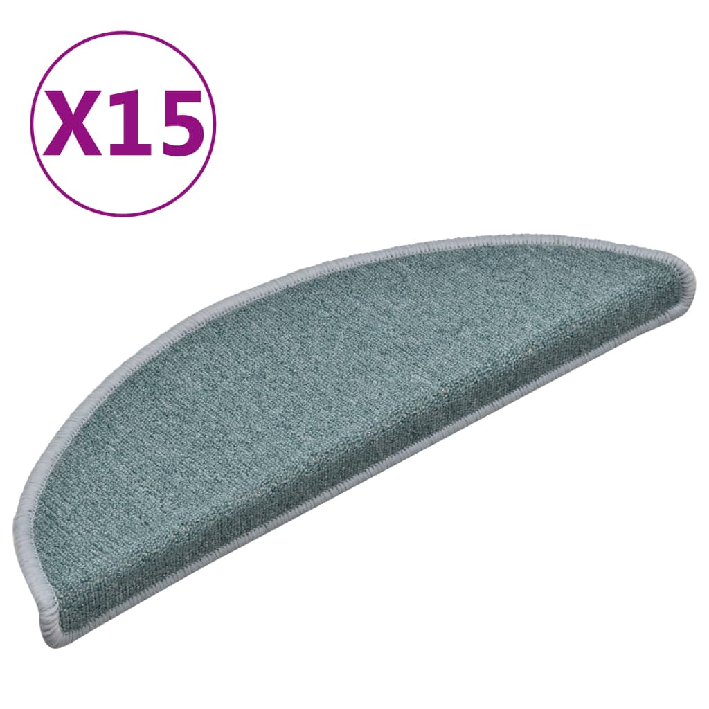 Vidaxl trapmatten 15 st 56x17x3 cm zeeblauw halfrond