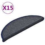 Vidaxl trapmatten 15 st 56x17x3 cm donkergrijs en blauw halfrond
