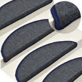 Vidaxl trapmatten 15 st 56x17x3 cm donkergrijs en blauw halfrond