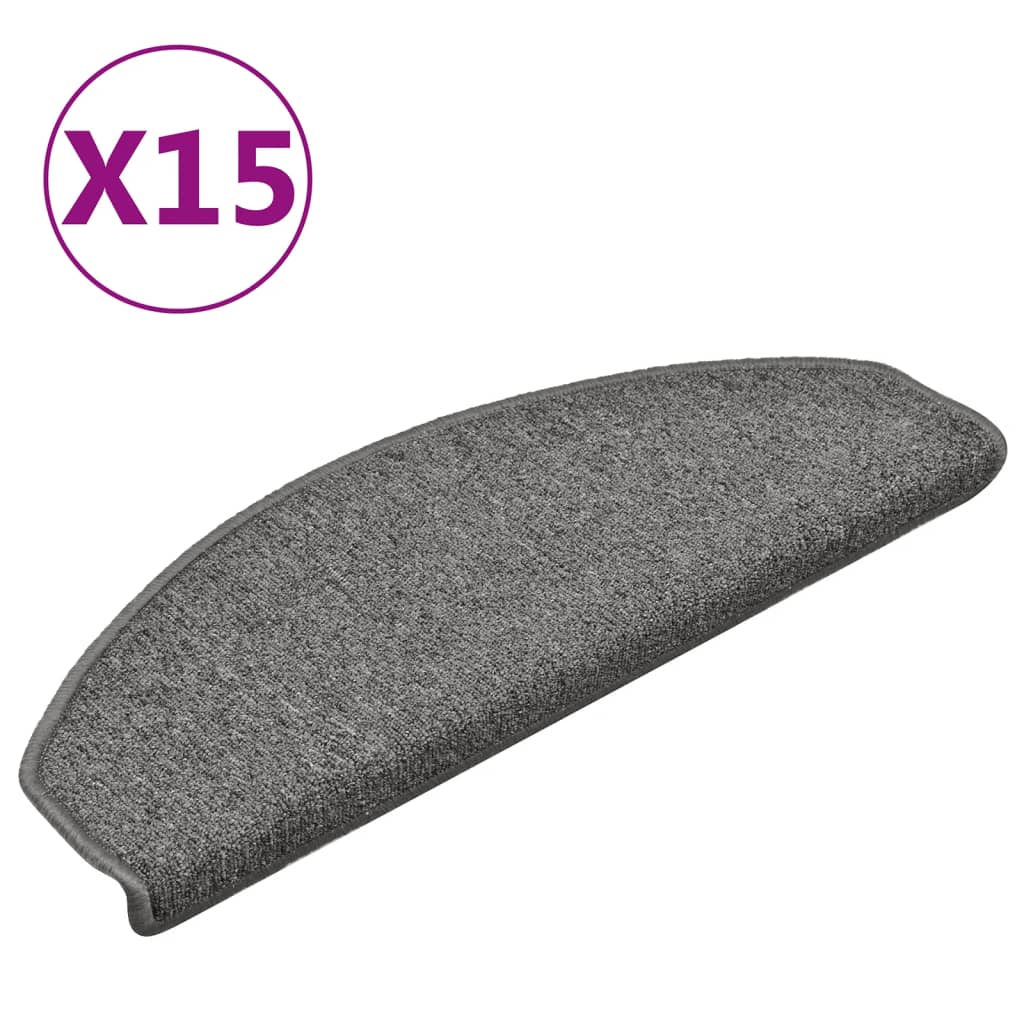 Vidaxl trapmatten 15 st 65x24x4 cm donkergrijs halfrond groot