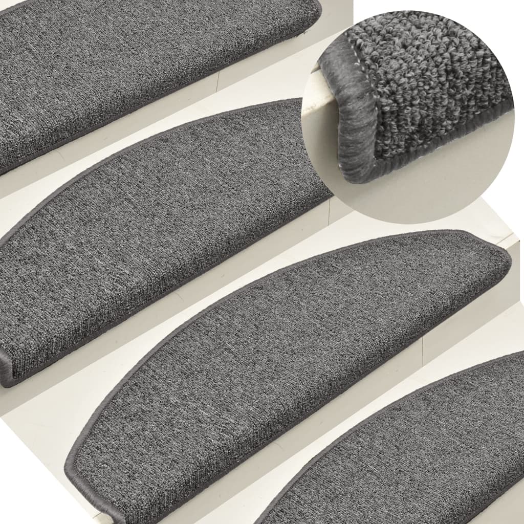 Vidaxl trapmatten 15 st 65x24x4 cm donkergrijs halfrond groot