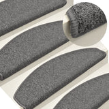 Vidaxl trapmatten 15 st 65x24x4 cm donkergrijs halfrond groot