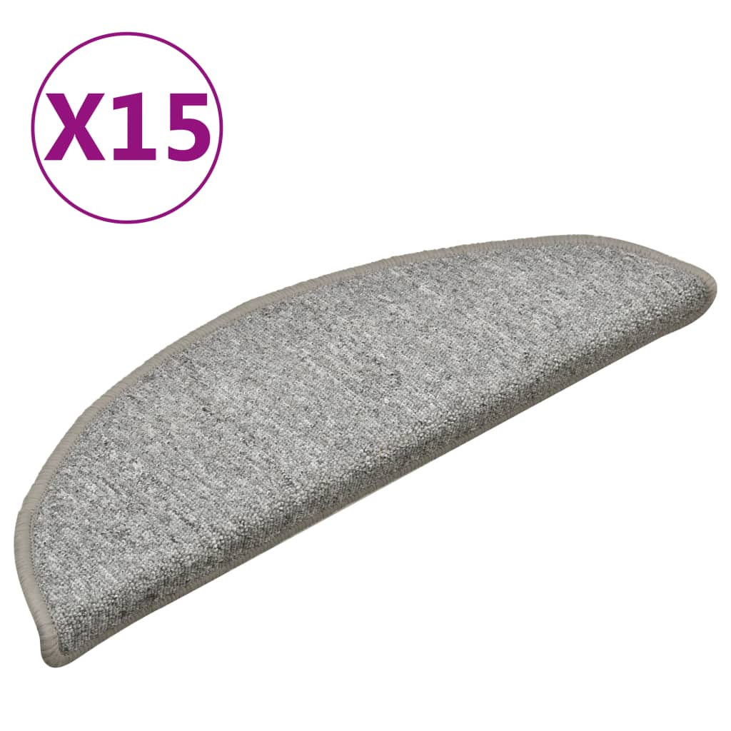 Vidaxl trapmatten 15 st 56x17x3 cm lichtgrijs halfrond