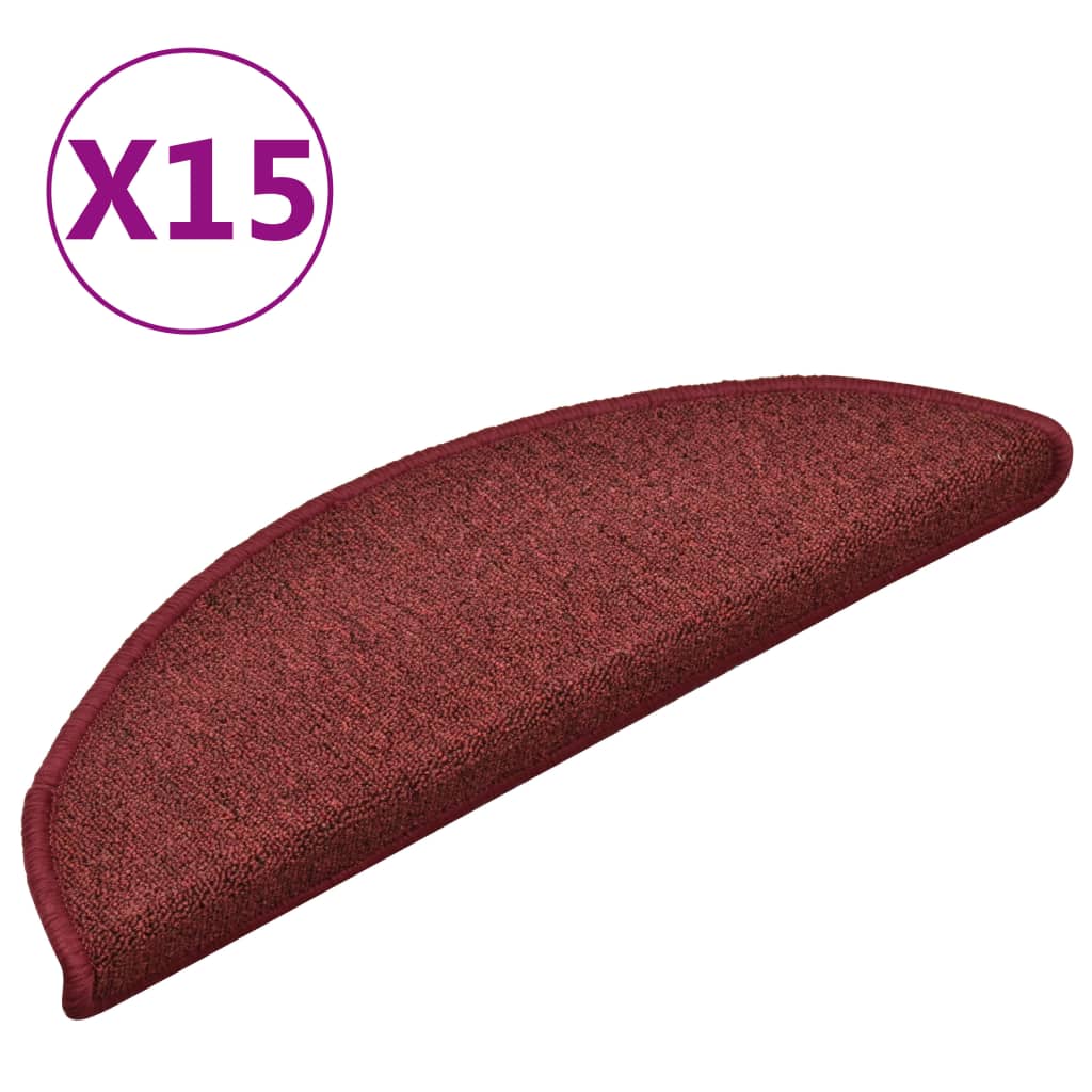 Vidaxl trapmatten 15 st 56x17x3 cm bordeaux halfrond