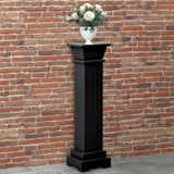 Vidaxl plantenstandaard klassieke zuil vierkant 17x17x66 cm mdf zwart