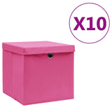 Vidaxl opbergboxen met deksel 10 st 28x28x28 cm roze