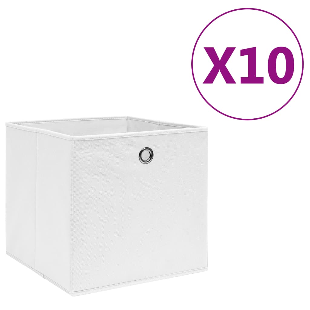 Vidaxl opbergboxen 10 st 28x28x28 cm nonwoven stof wit