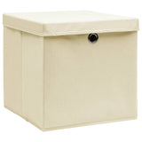 Vidaxl opbergboxen met deksel 4 st 28x28x28 cm crèmekleurig