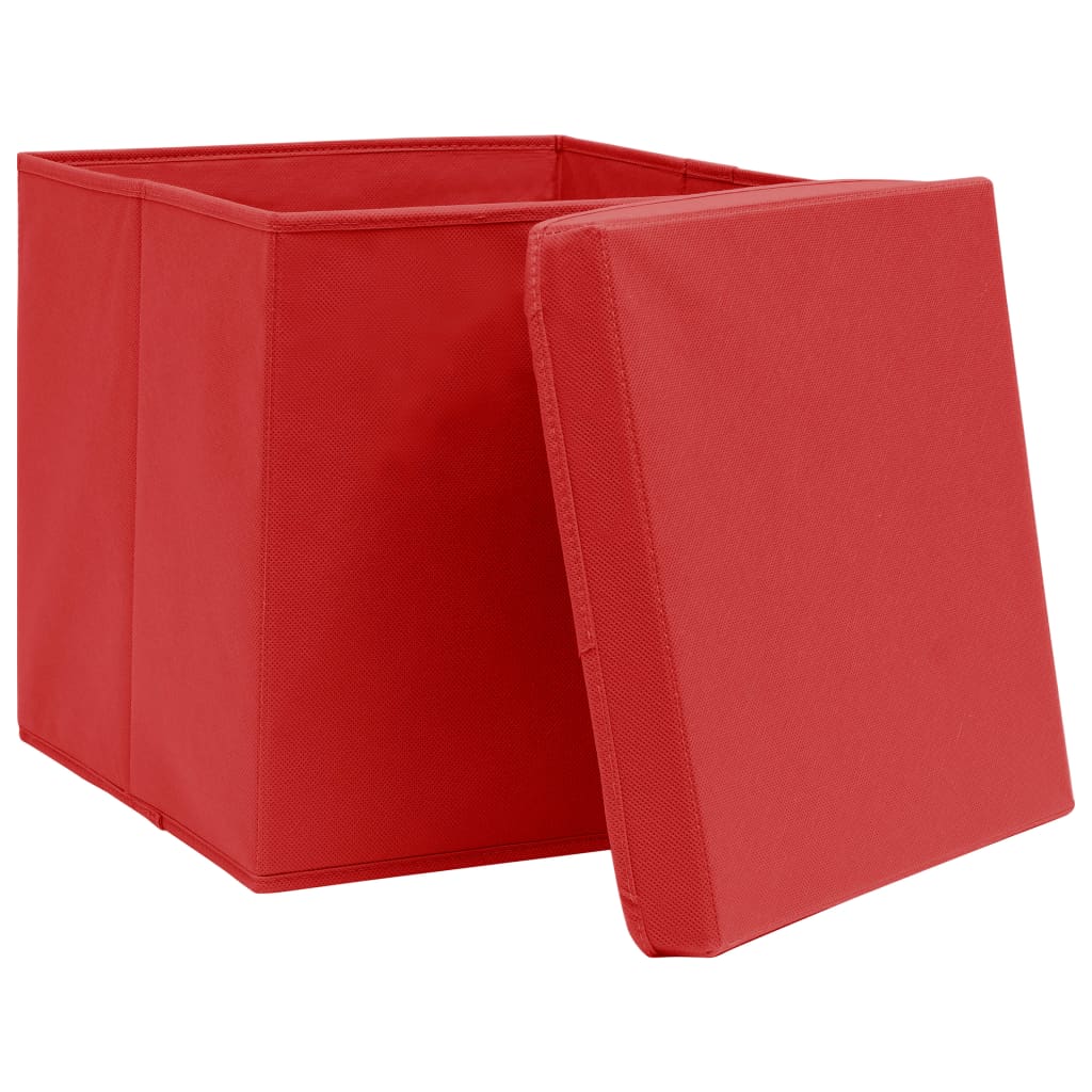Vidaxl opbergboxen met deksel 4 st 28x28x28 cm rood