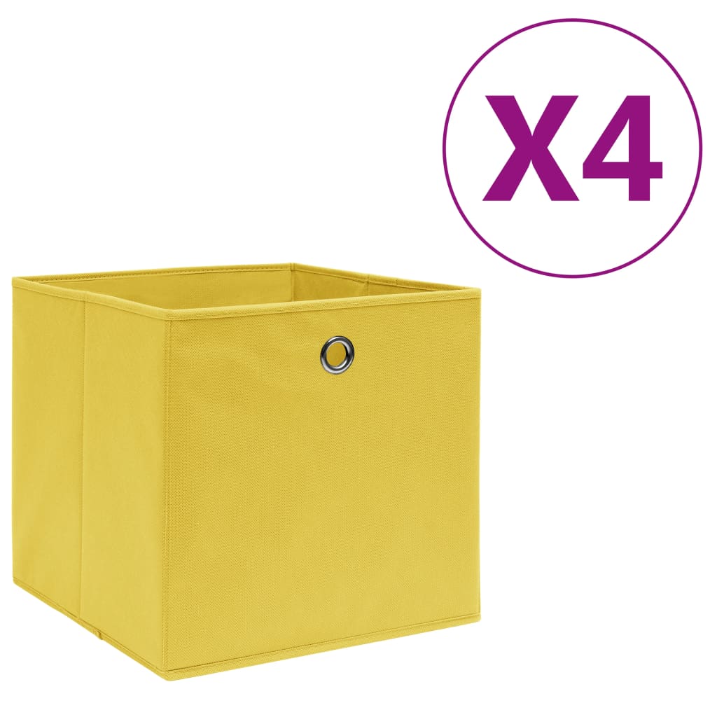 Vidaxl opbergboxen 4 st 28x28x28 cm nonwoven stof geel
