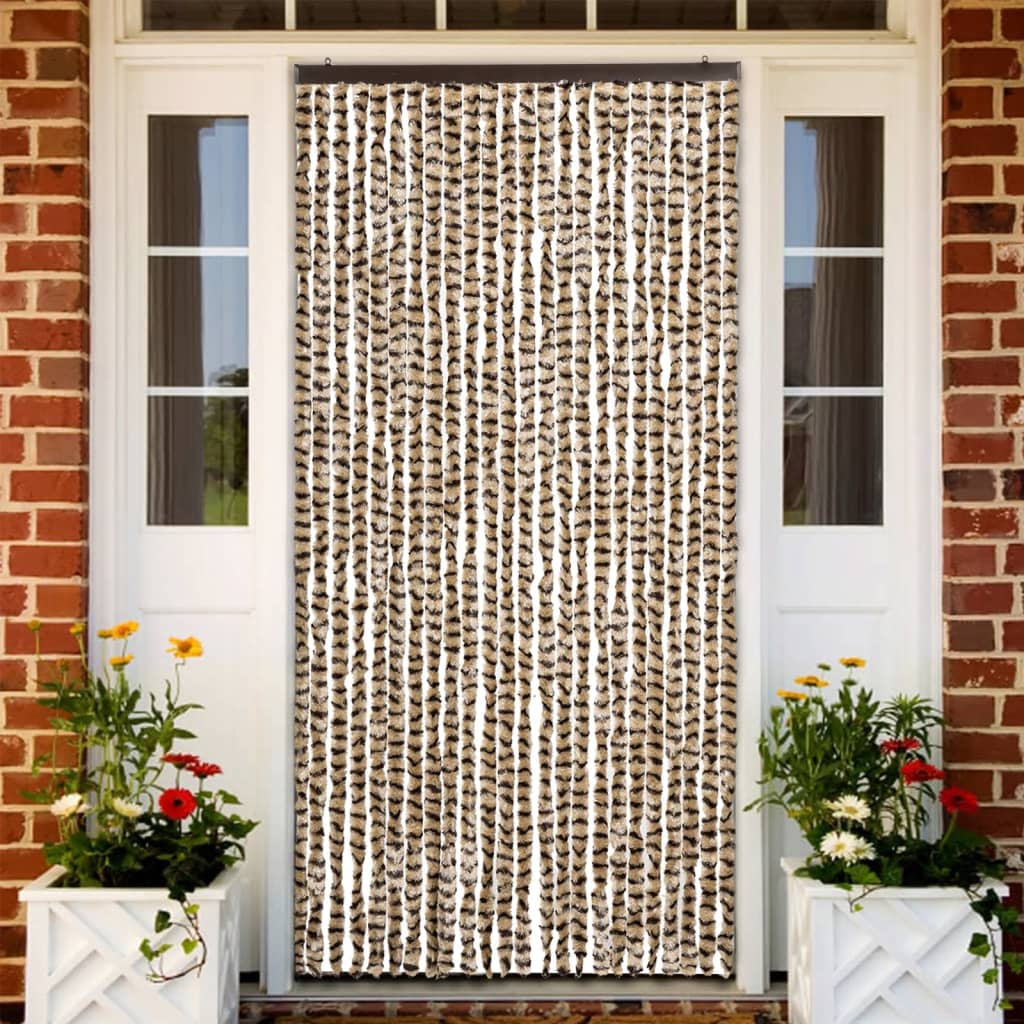 Vidaxl vliegengordijn 100x220 cm chenille beige en bruin