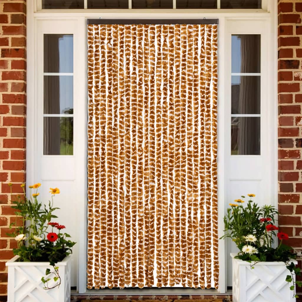 Vidaxl vliegengordijn 90x220 cm chenille oker en wit