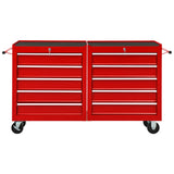 VidaXL Gereedschapswagen met 10 laden staal rood