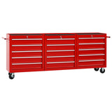 VidaXL Gereedschapswagen met 15 laden staal rood
