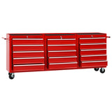VidaXL Gereedschapswagen met 15 laden staal rood