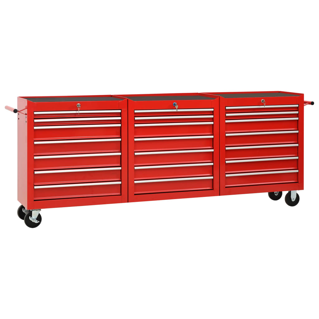 VidaXL Gereedschapswagen met 21 laden staal rood