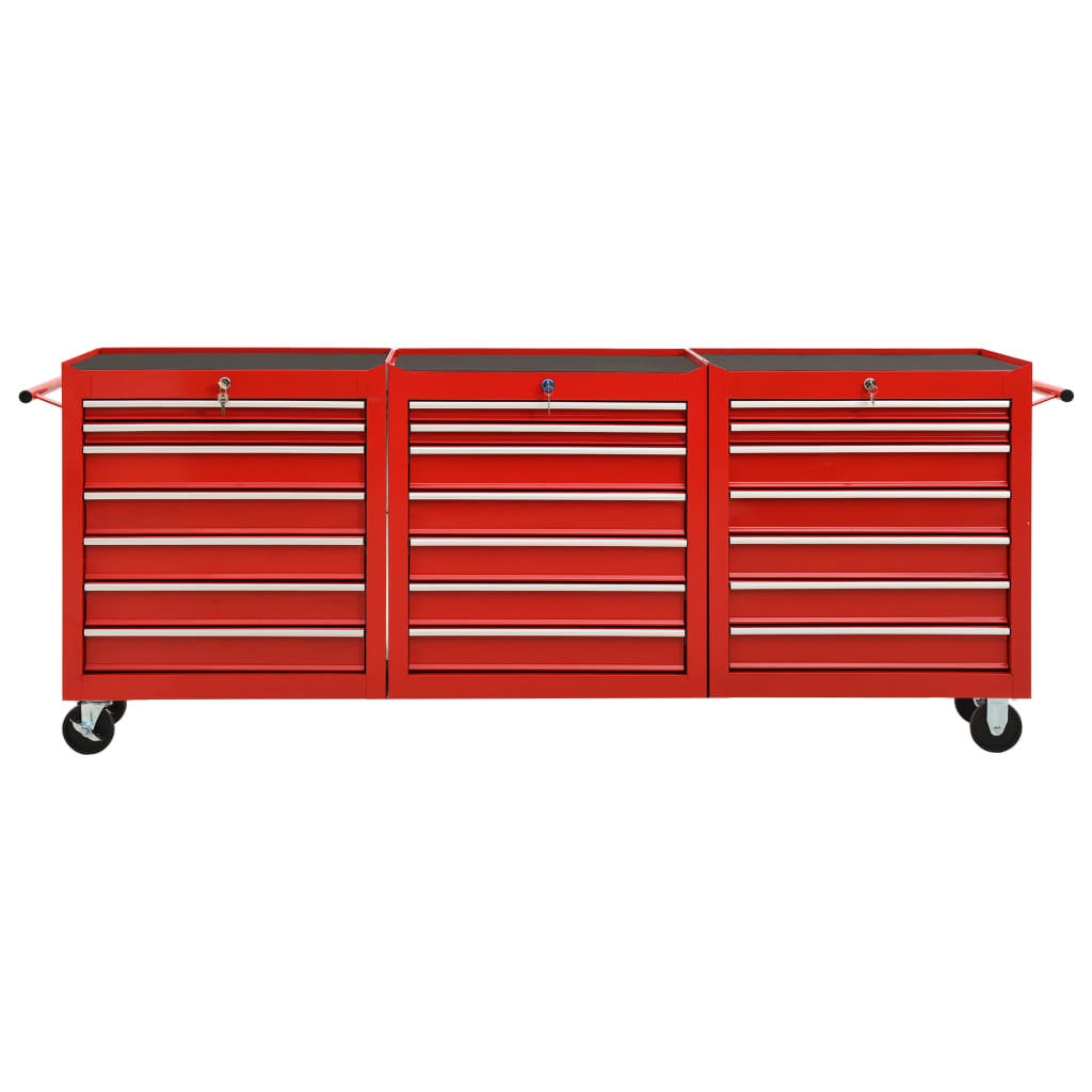 VidaXL Gereedschapswagen met 21 laden staal rood