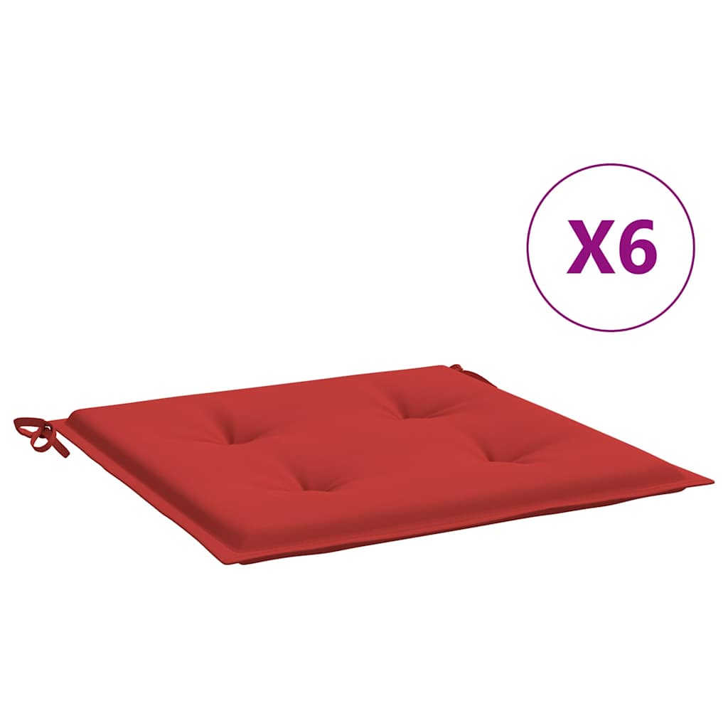 Vidaxl tuinstoelkussens 6 st 40x40x4 cm oxford stof rood