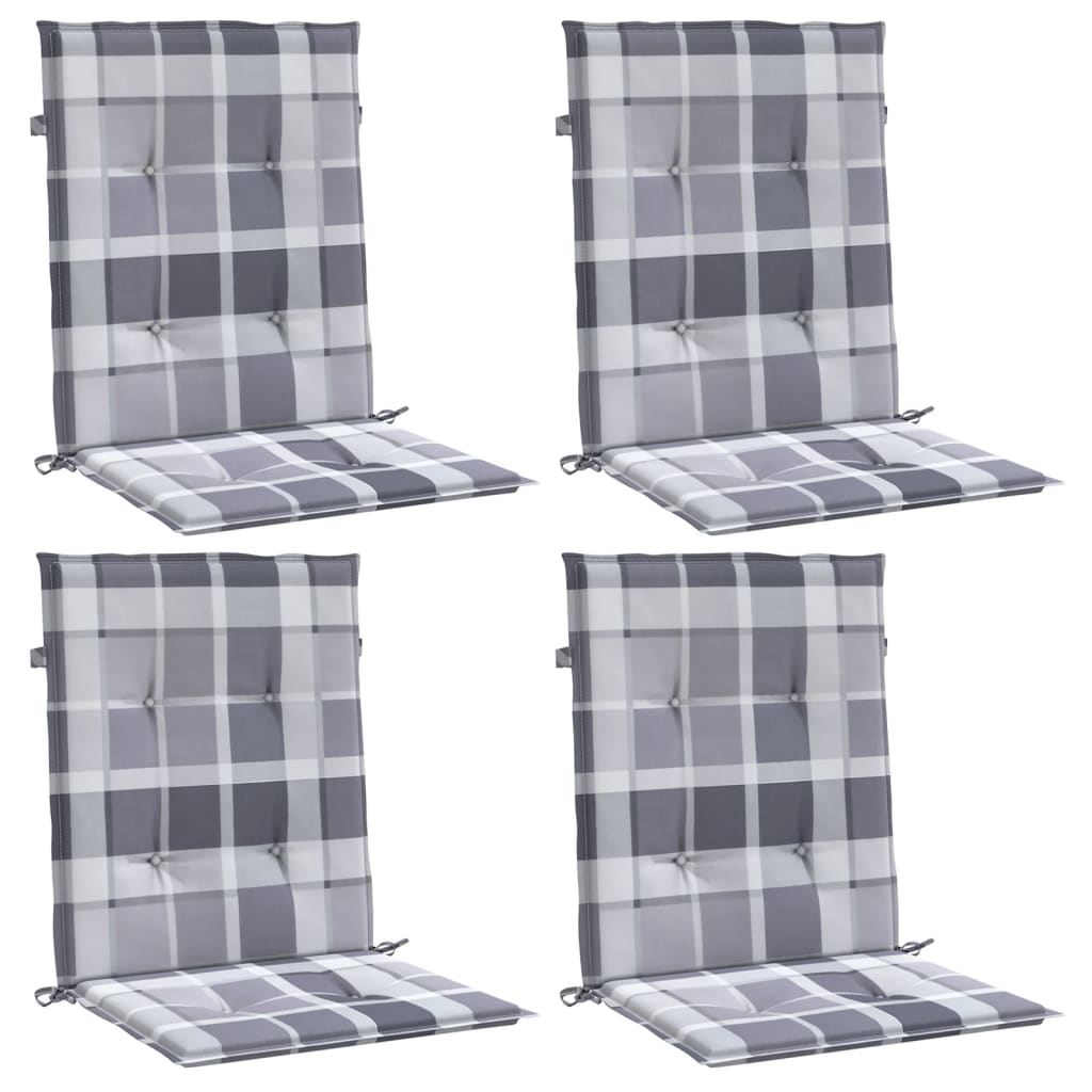 Vidaxl tuinstoelkussens 4 st 100x50x3 cm oxford stof ruitpatroon grijs