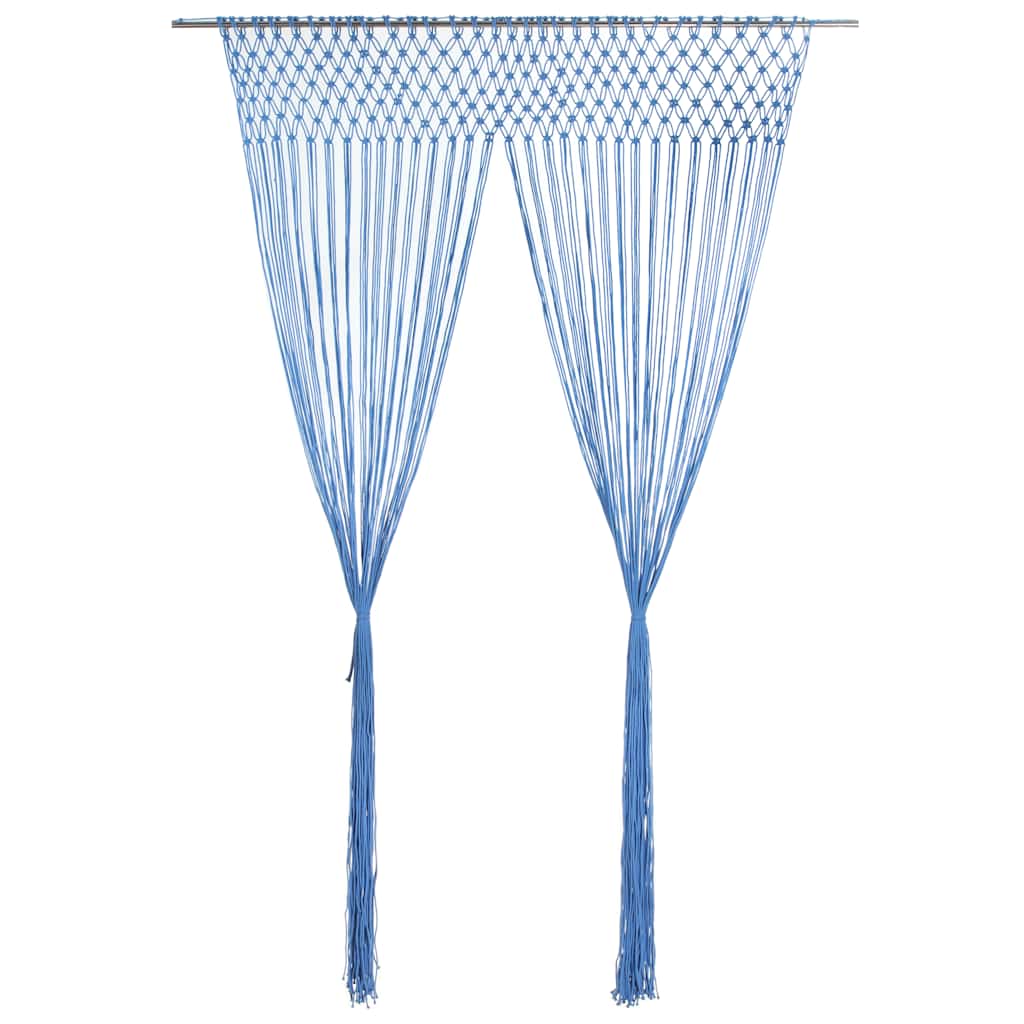 Vidaxl gordijn macramé 140x240 cm katoen blauw
