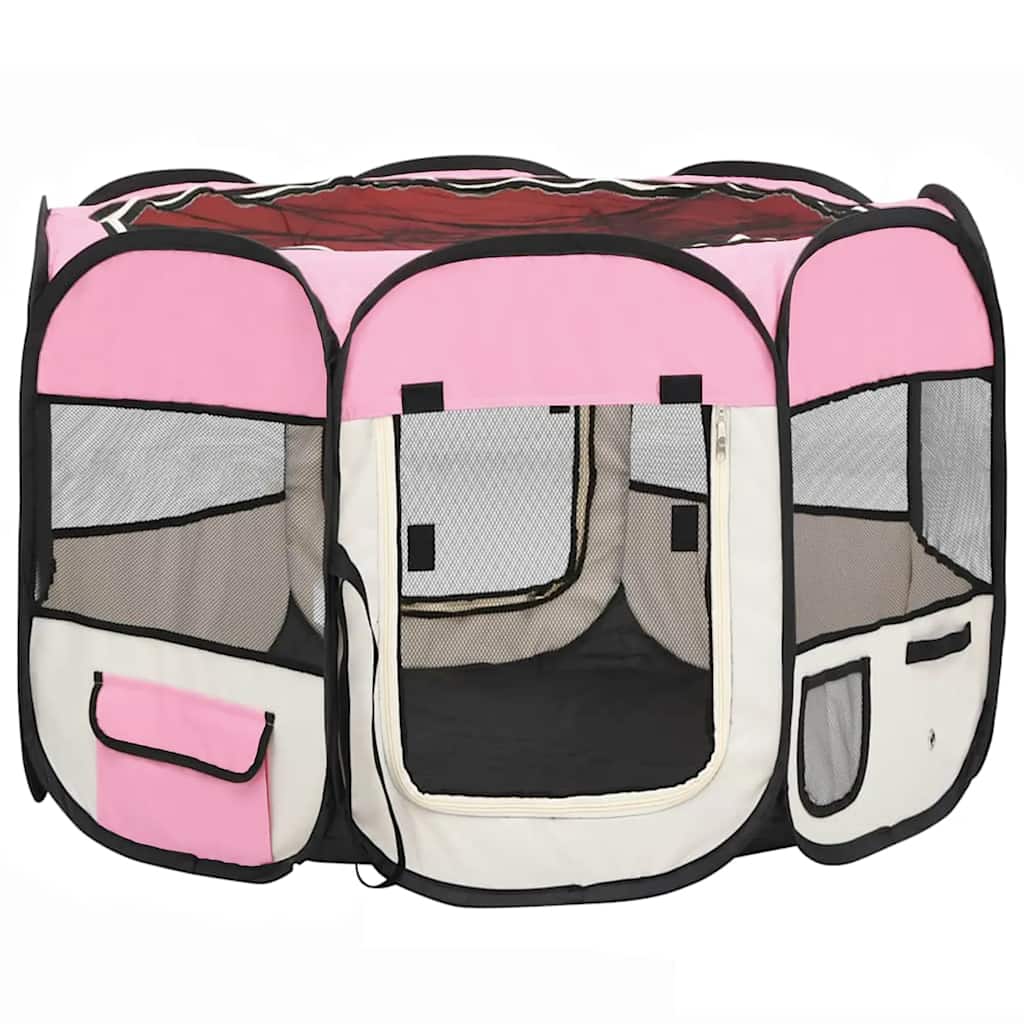 Vidaxl hondenren inklapbaar met draagtas 90x90x58 cm roze