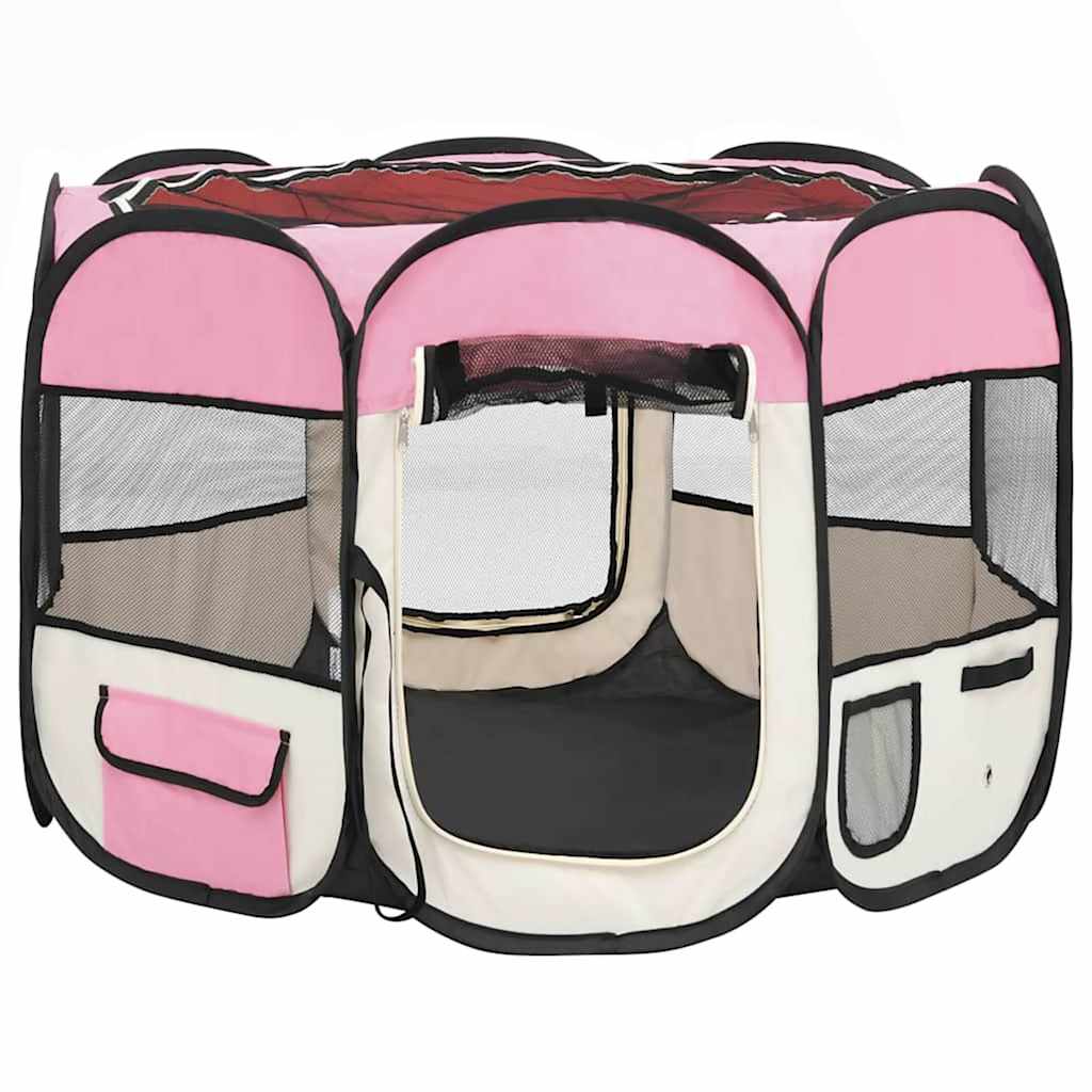 Vidaxl hondenren inklapbaar met draagtas 90x90x58 cm roze