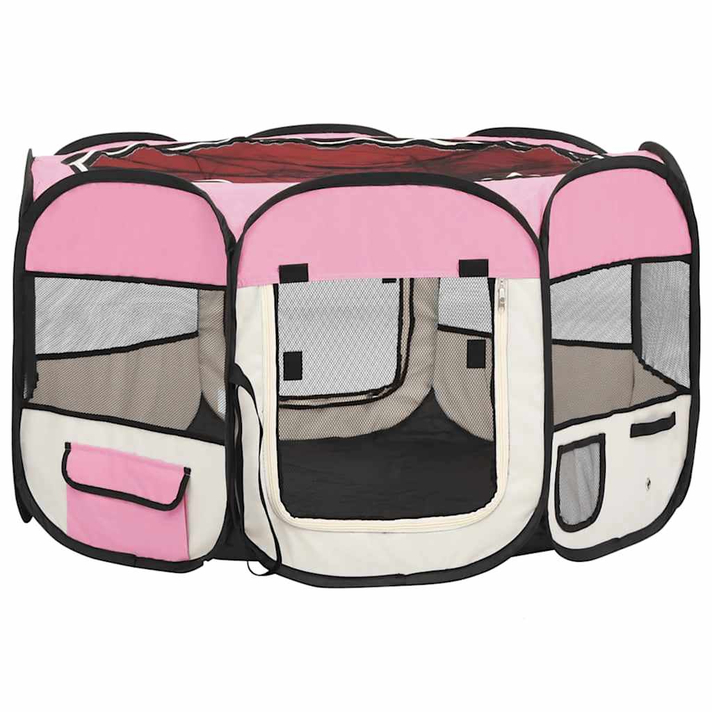 Vidaxl hondenren inklapbaar met draagtas 110x110x58 cm roze