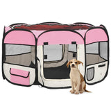 Vidaxl hondenren inklapbaar met draagtas 125x125x61 cm roze