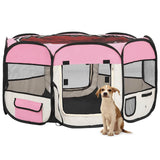 Vidaxl hondenren inklapbaar met draagtas 125x125x61 cm roze