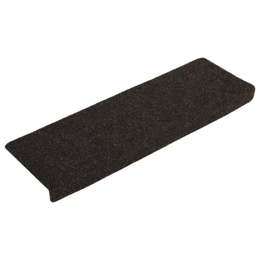 Vidaxl trapmatten zelfklevend 15 stuks 65x21x4 cm donkerbruin rechthoekige rand
