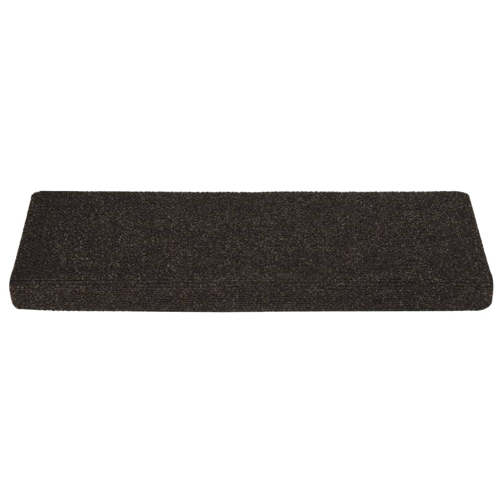 Vidaxl trapmatten zelfklevend 15 stuks 65x21x4 cm donkerbruin rechthoekige rand